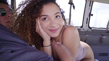 African-American adolescent gives a pleasing oral sex and then experiences intense intercourse in a vehicle