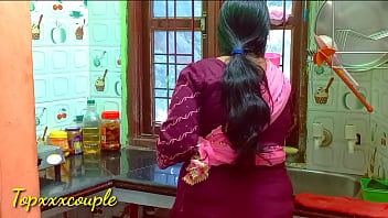 A hot Indian maid gets fucked in the kitchen